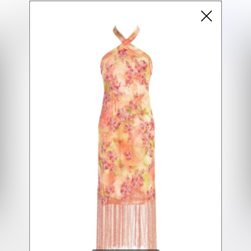 NWT Theia Brigitte Fringe Halter Dress Retails $1245 no offers lowest priced - Picture 5 of 11